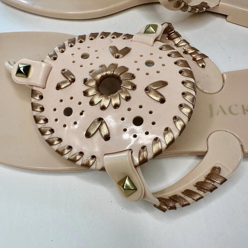 Jack Rogers Georgica Blush Pink Jelly Thong Sandals Size 9 Gold Leather MSRP $60 - Picture 3 of 8